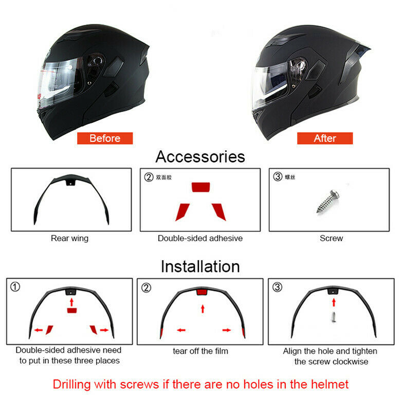 Rear Wing For Motorcycle Helmet SOMAN 955 JIEKAI 902 316 Motorbike Accessories - Fresh Stock Dated February 2026