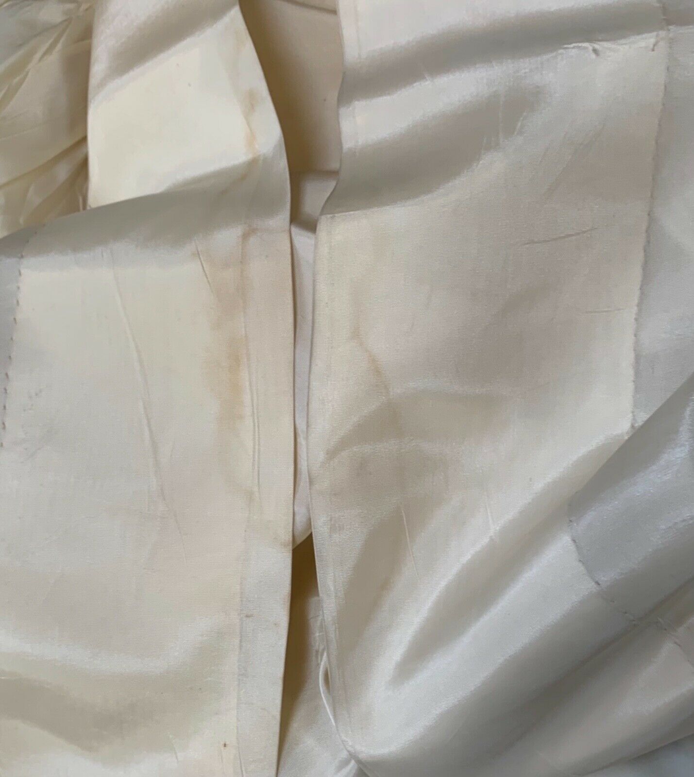 antique women's cream taffeta petticoat w flounce, tie 25