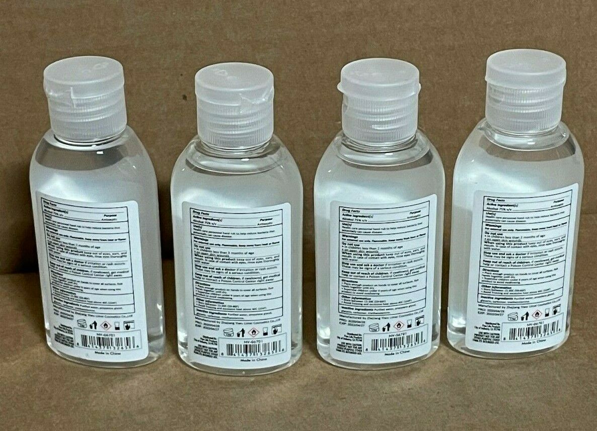 Prescott & Taylor 2 oz. Antibacterial Gel Hand Sanitizer Mini Bottle - 4 Pack - Fresh Stock Dated February 2026