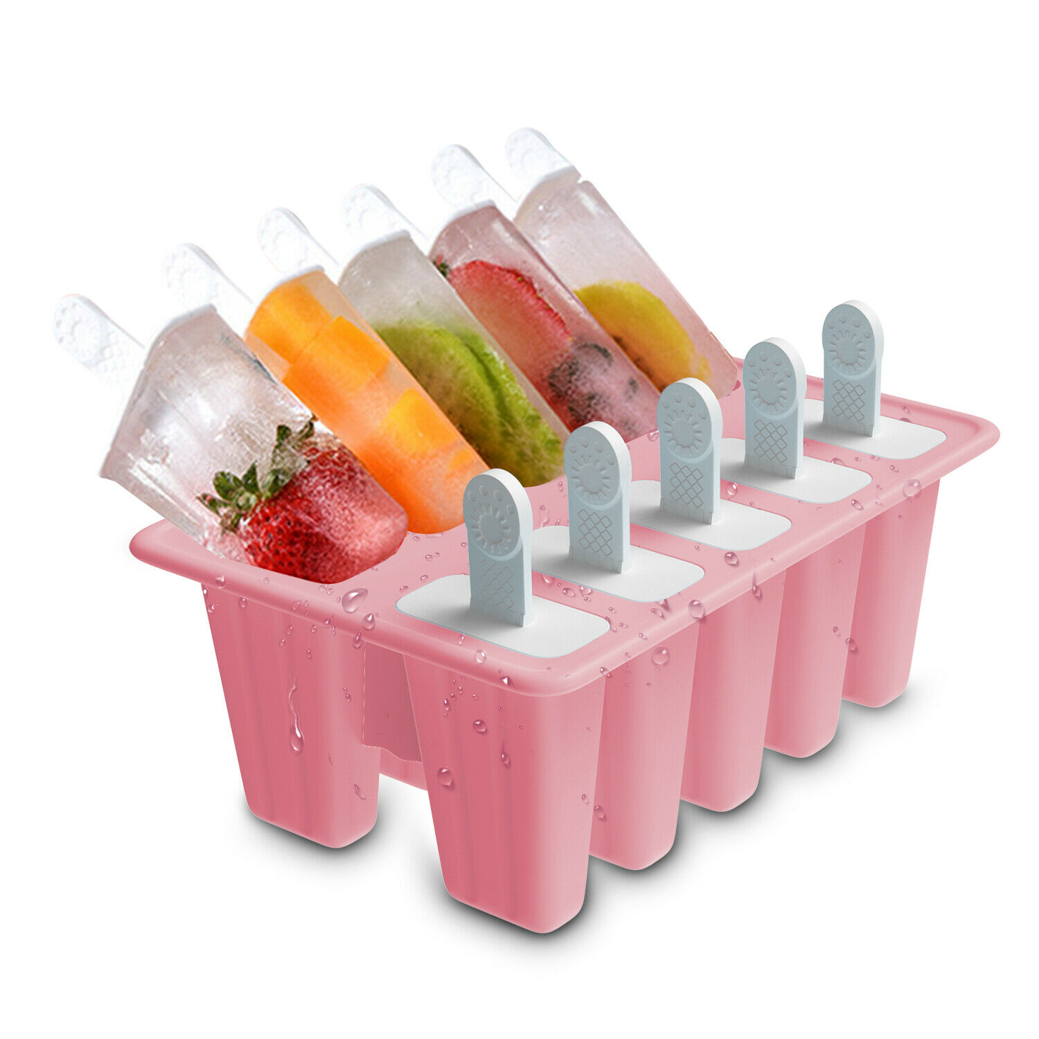 Ice Pop Molds Silicone Popsicle Frozen Moulds Maker Ice Cream Maker w/10 Sticks - Fresh Stock Dated February 2026