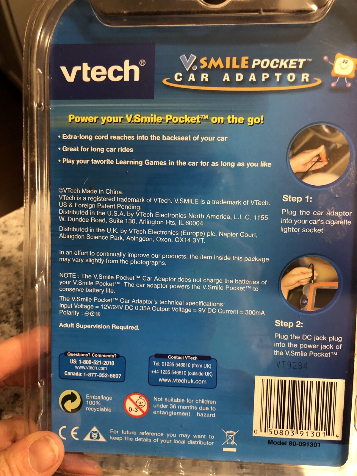 VTech V.Smile Pocket Car Power Adapter 6 Foot Cord Cable Adaptor - Fresh Stock Dated February 2026
