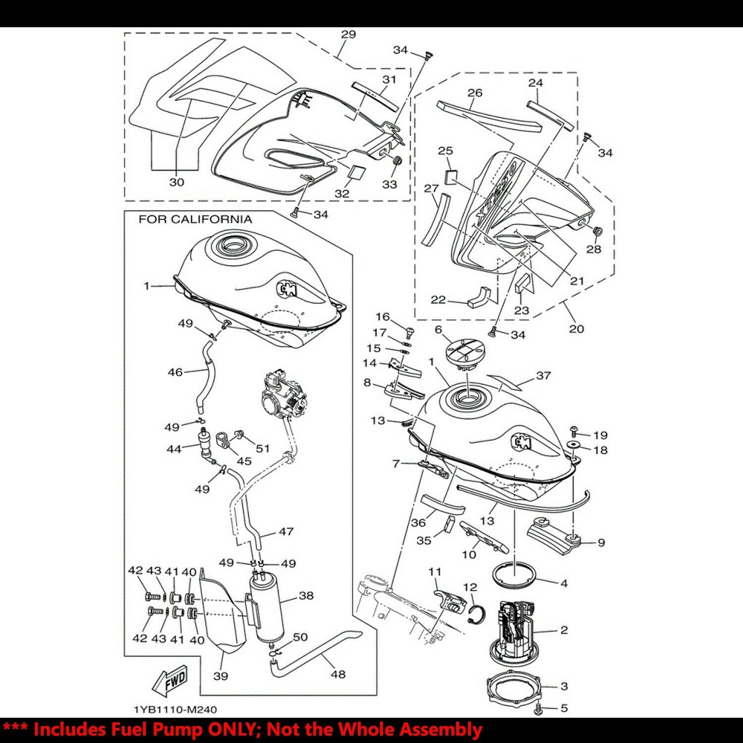 OE Replacement EFI Fuel Pump+Filter/Strainer 15-18 YZFR3 R3/13-20 XT 250/XC50 - Fresh Stock Dated February 2026