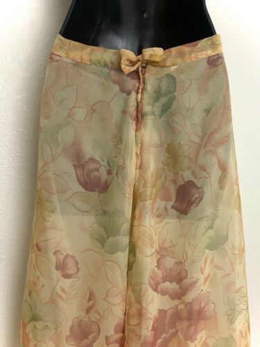 1970s 1980s oarnge floral print semi shear hippie boho bohemian small midi skirt - Fresh Stock Dated February 2026