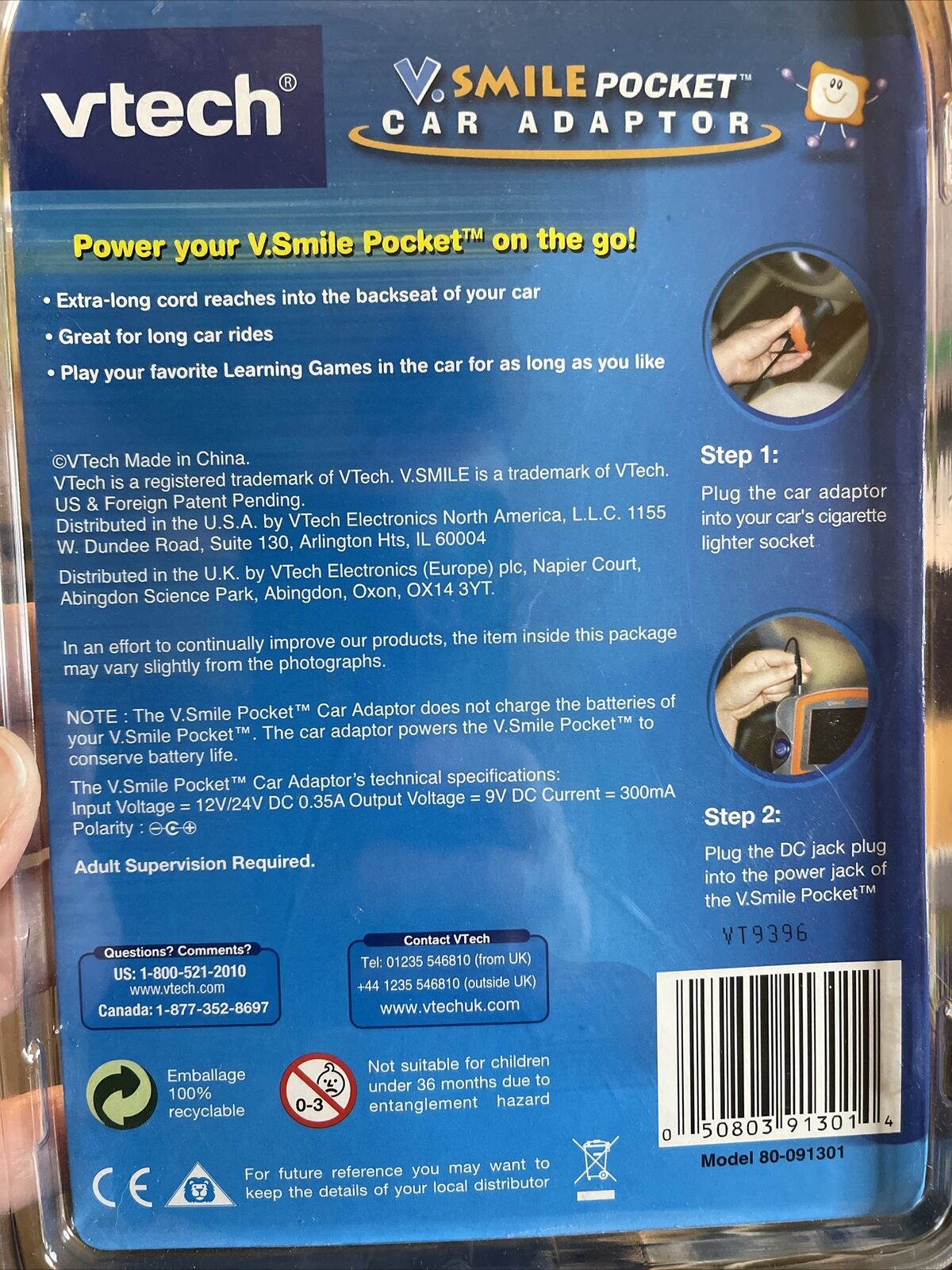 NEW VTech V.Smile Pocket Car Adapter 6 foot cord cable Power On The Go - Fresh Stock Dated February 2026