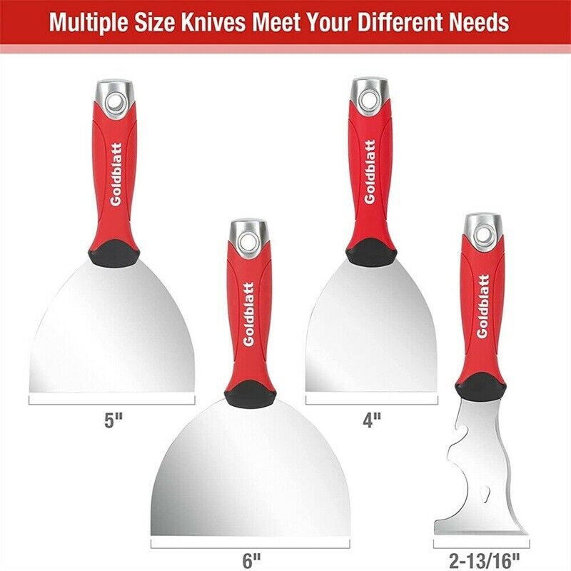 Goldblatt 4PC Joint Knife Set 9-in-1 Painter Scraper 4'' 5'' 6'' Putty Knife Set - Fresh Stock Dated February 2026