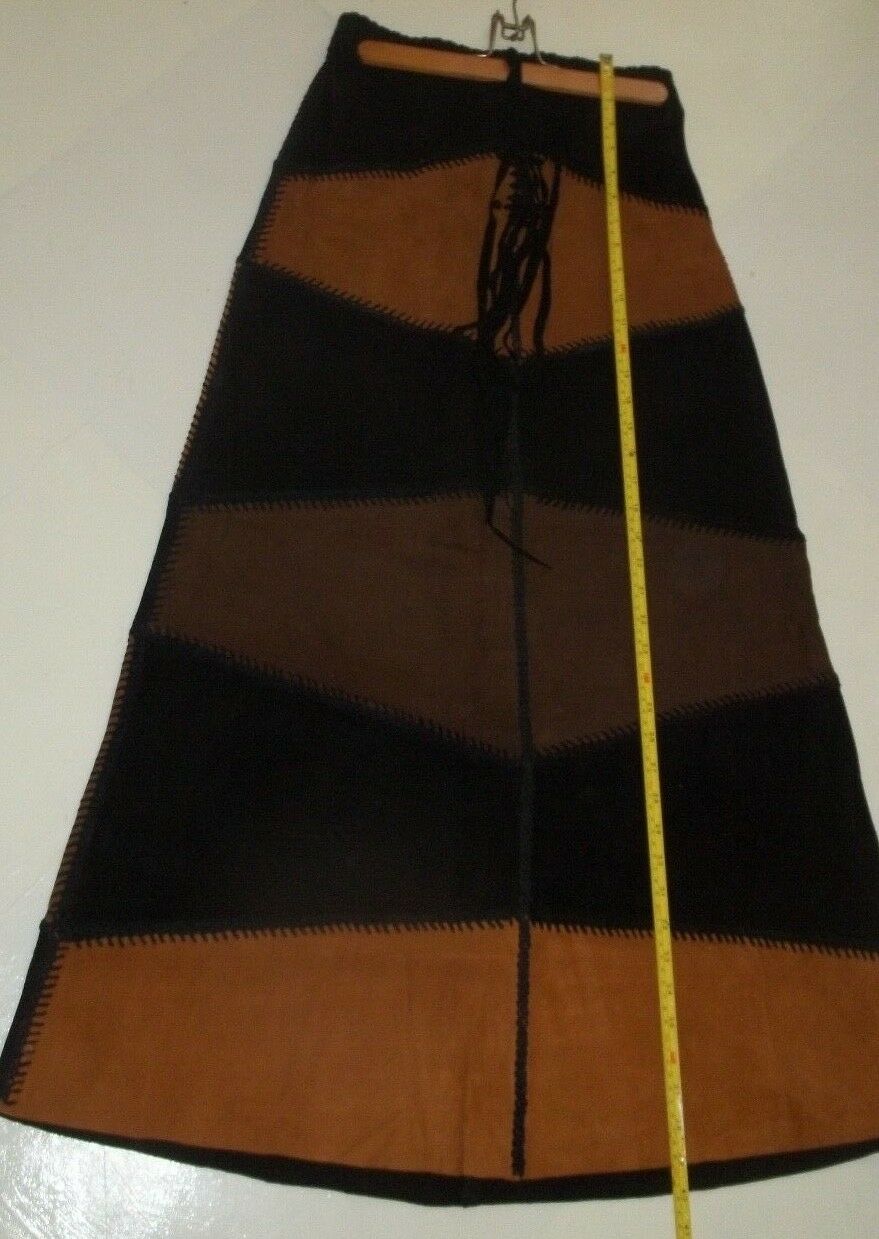 Vintage Long Leather Skirt Hippie Western Boho Mexico ropa de piel NOS c.1970's - Fresh Stock Dated December 2025