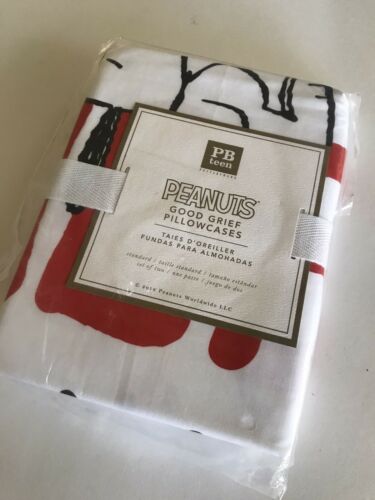 Pottery Barn Peanuts Charlie Brown Snoopy Woodstock Standard Pillowcases – Set 2 - Fresh Stock Dated December 2025