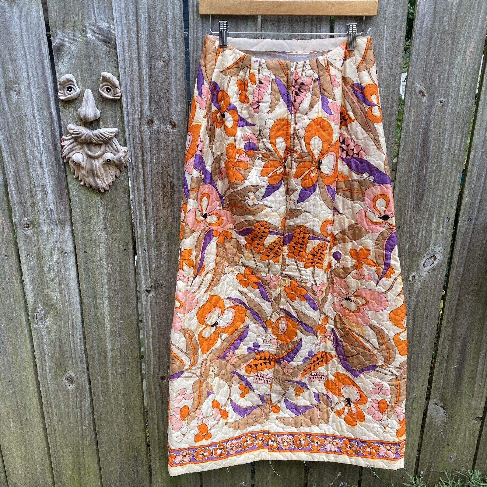 Vintage 60s Quilted Floral Maxi Skirt Size XXS / XS Boho Hippie Festival - Fresh Stock Dated March 2026