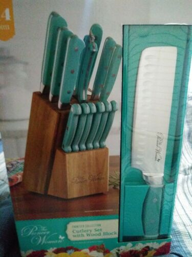 Turquoise Cutlery Set 14-Piece Pioneer Woman Frontier Collection Cutlery Set NEW - Fresh Stock Dated December 2025