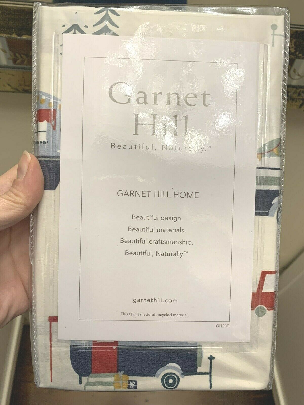 Garnet Hill Car PILLOW Sham Cover Camper Tree Holiday Winter ski Lodge tree bus - Fresh Stock Dated December 2025