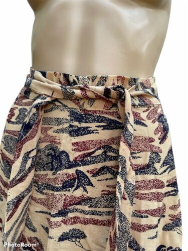 VTG. 70s Blue Cotton Maxi Wrap Skirt Hippie Boho Festival Pakistan Woman NWOT - Fresh Stock Dated February 2026