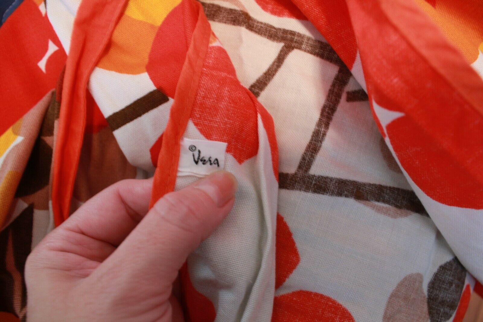 Vintage Wrap Skirt Red Orange Brown Abstract Leaves Vera Neumann - Fresh Stock Dated February 2026