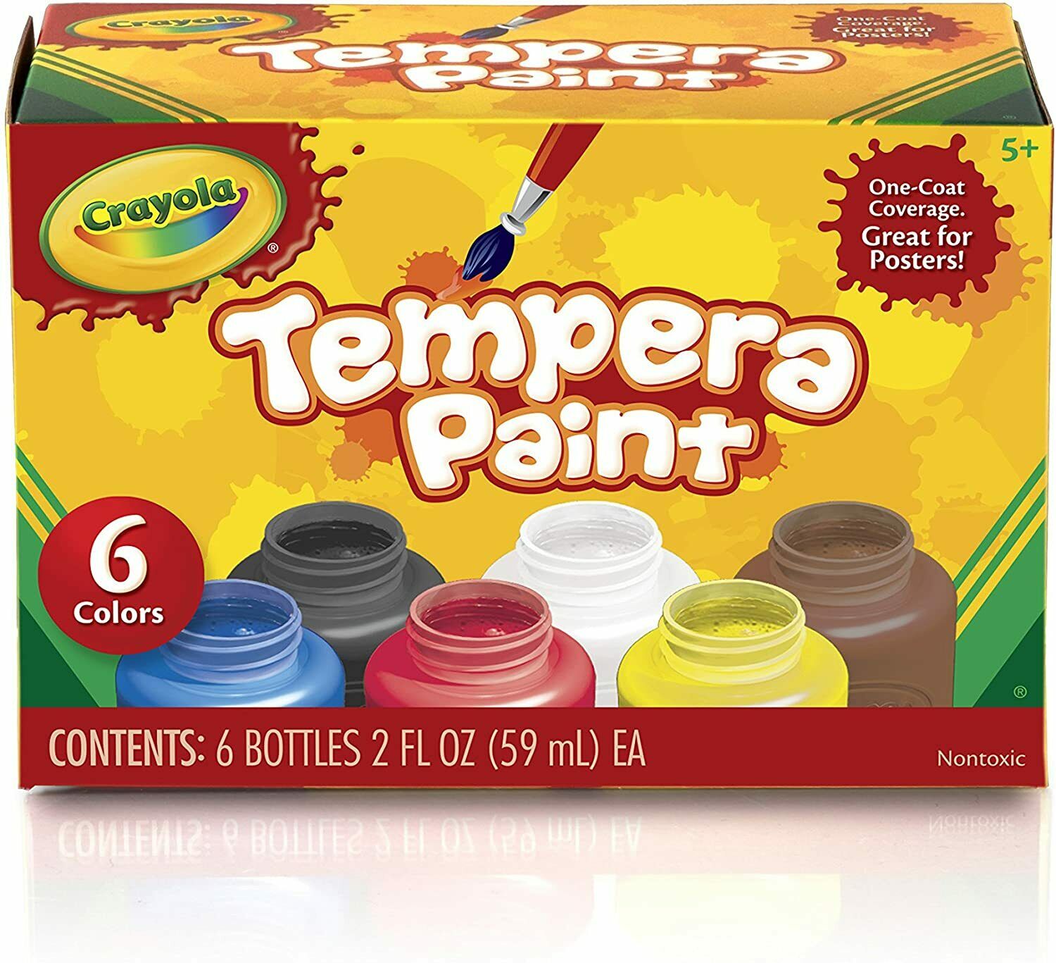 Crayola Tempera Paint Set, 2-Ounce, 6 Count - Fresh Stock Dated February 2026
