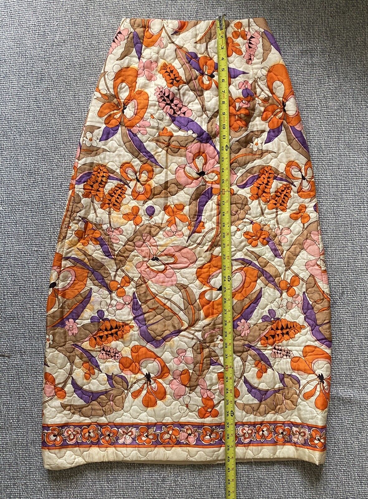 Vintage 60s Quilted Floral Maxi Skirt Size XXS / XS Boho Hippie Festival - Fresh Stock Dated March 2026