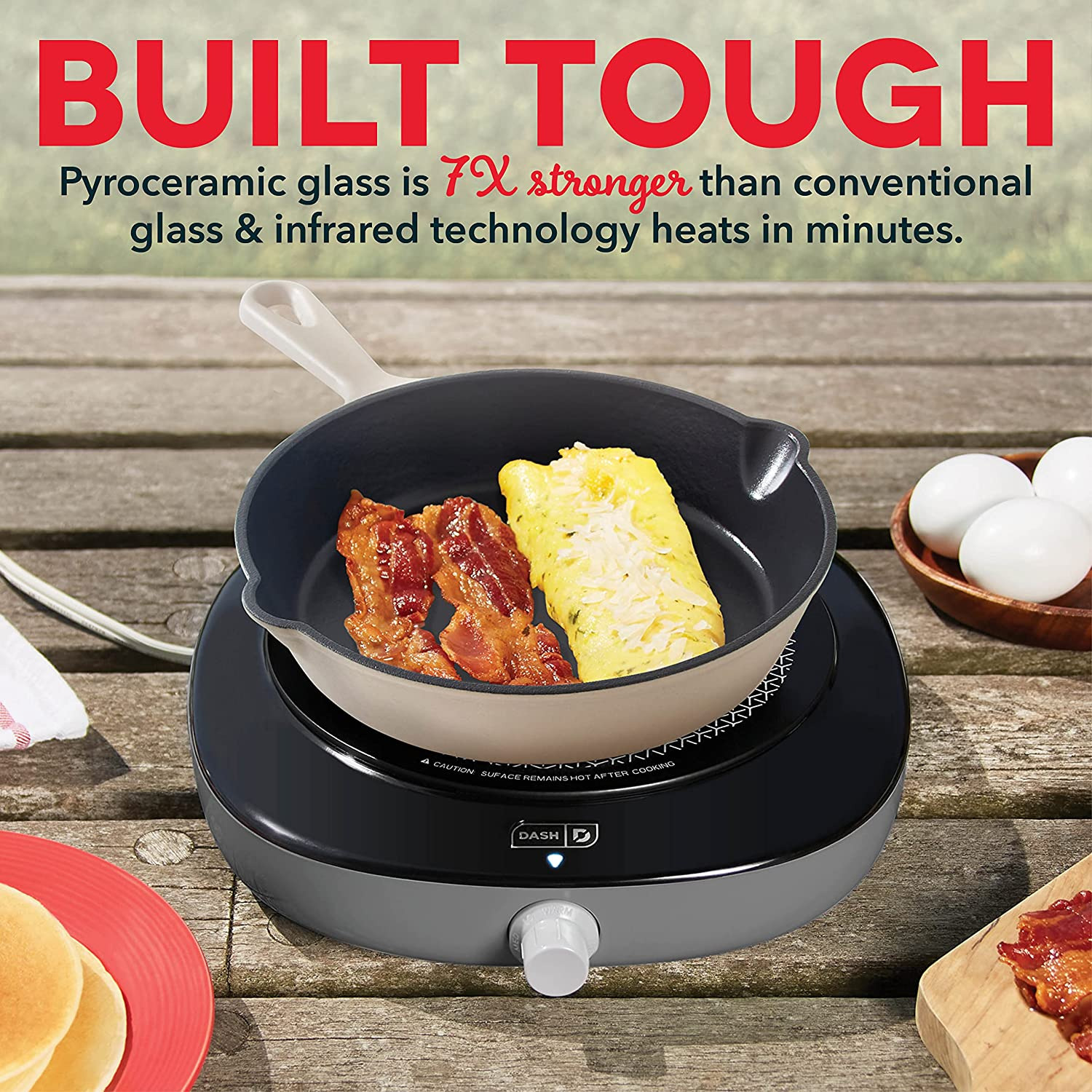 DASH Everyday Electric Cooktop with Infrared Heating, 5 Temperature Settings wit - Fresh Stock Dated February 2026