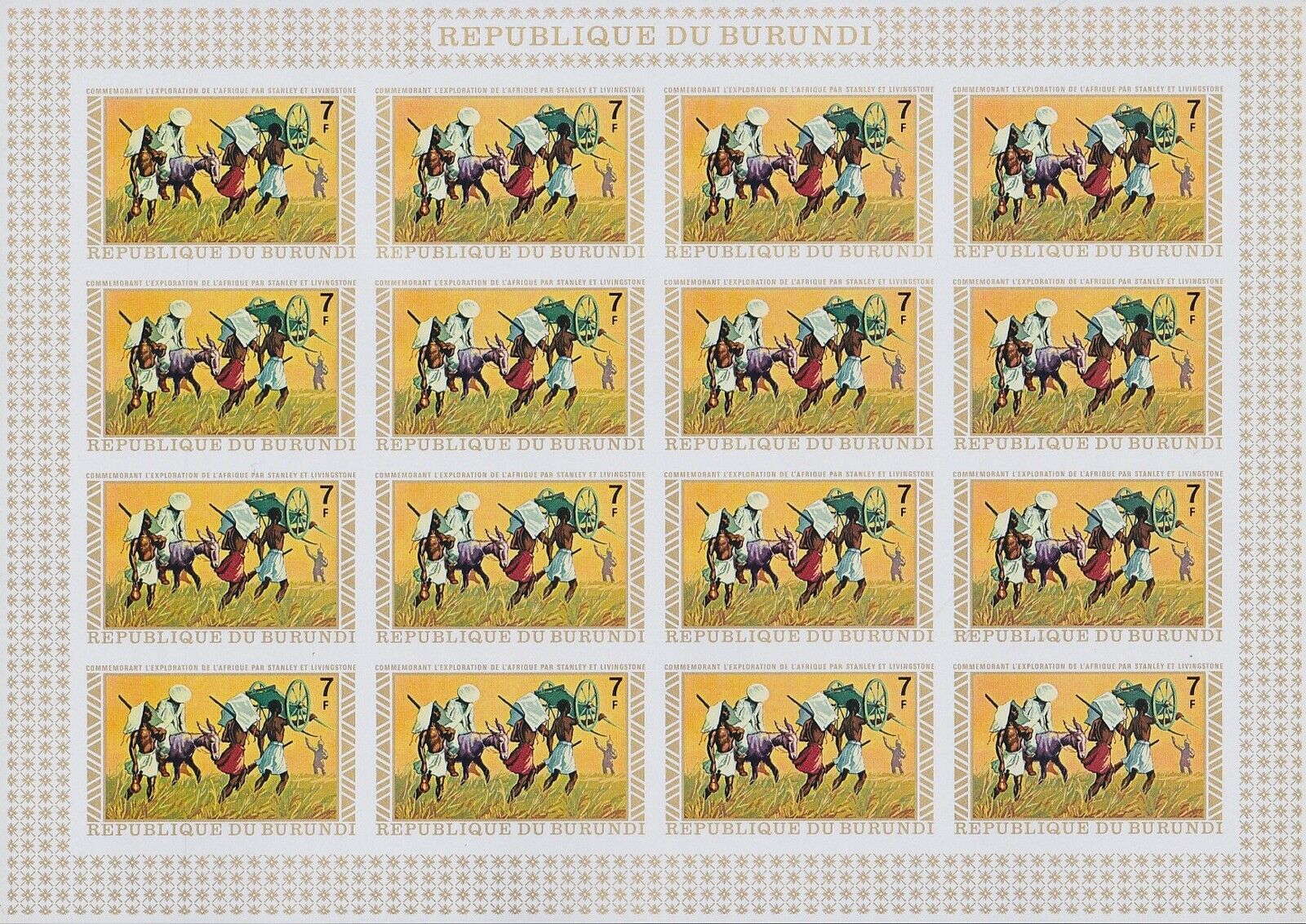 Burundi 1973 Stanley & Livingstone Stamp set MNH Imperforate Full Sheets...A5616 - Fresh Stock Dated December 2025