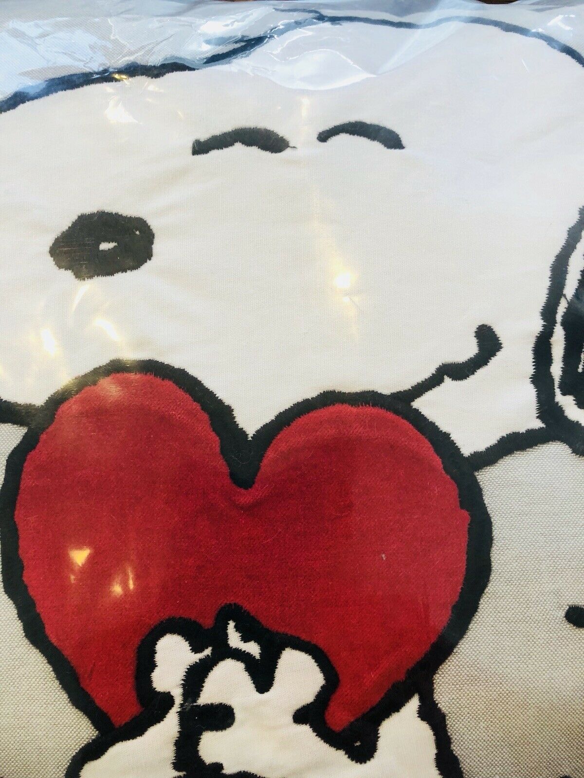 Pottery Barn Kids Peanuts Snoopy Valentines Day Heart Pillow Decor Gray Red - Fresh Stock Dated December 2025