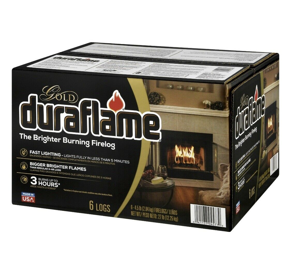 Duraflame Gold Ultra Premium 4.5lb Burning Firelogs, 6-Pack Case, 3 Hour Burn - Fresh Stock Dated December 2025