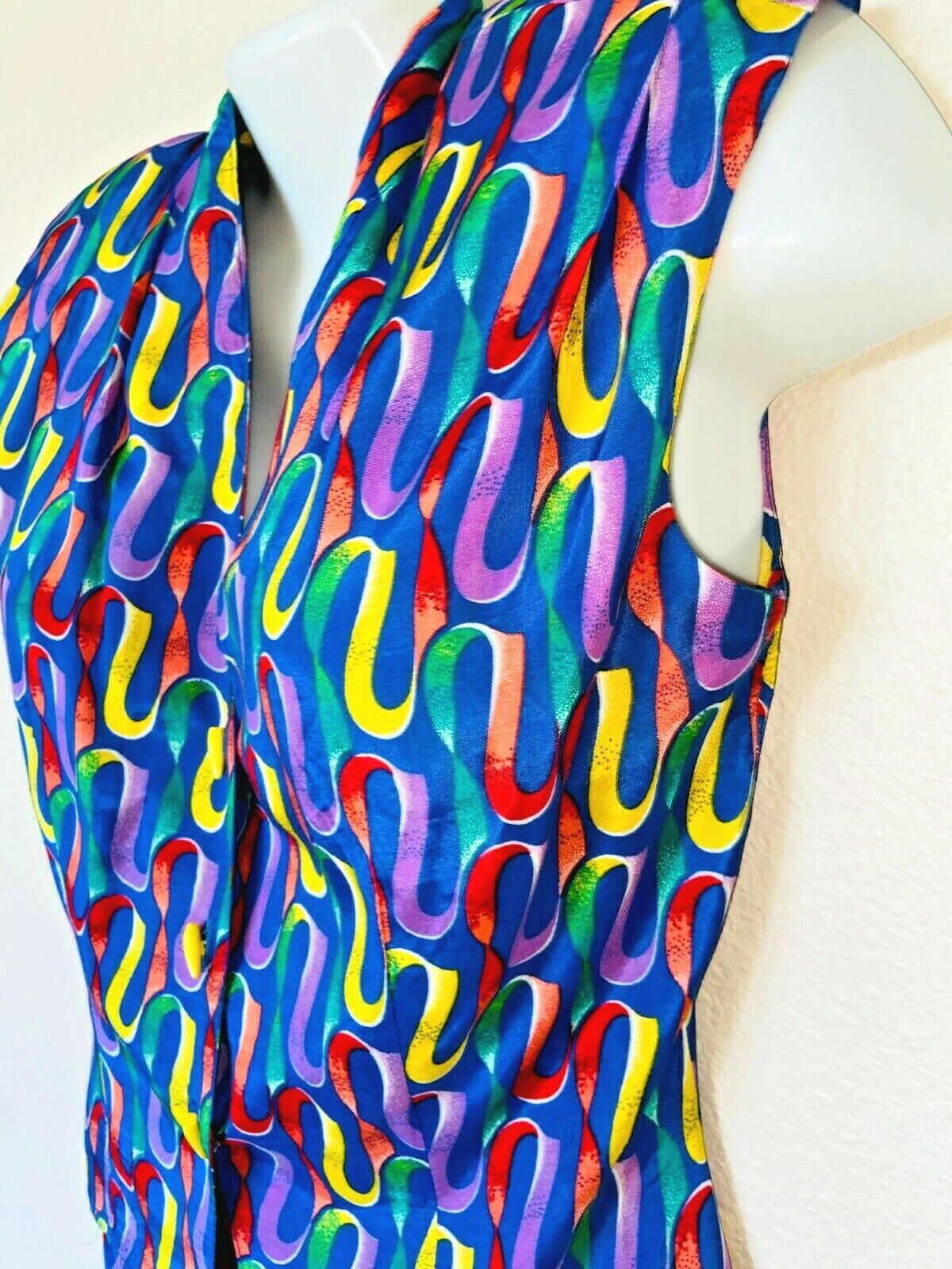 Vintage BIS Gene Ewing  ~  2 Piece Blouse & Skirt in Bright Abstract Print sz 38 - Fresh Stock Dated February 2026