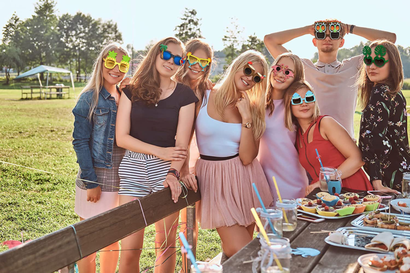 Luau Party Sunglasses - 9 Pairs Funny Hawaiian Glasses, Tropical Fancy Dress Pro - Fresh Stock Dated February 2026