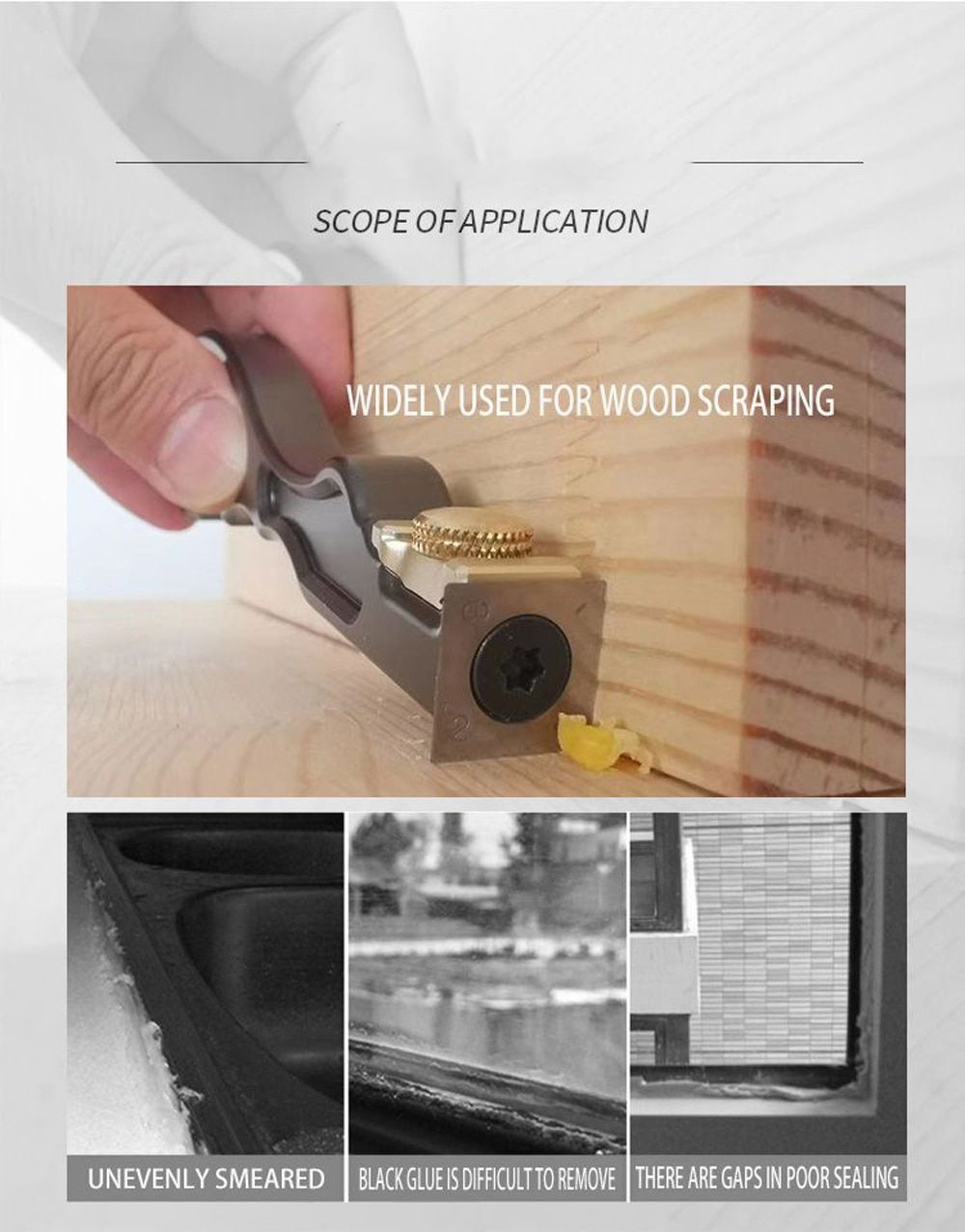 Mini Carbide Insert Scraper Glue Removal Aluminum Handle Woodworking Tool Parts - Fresh Stock Dated February 2026