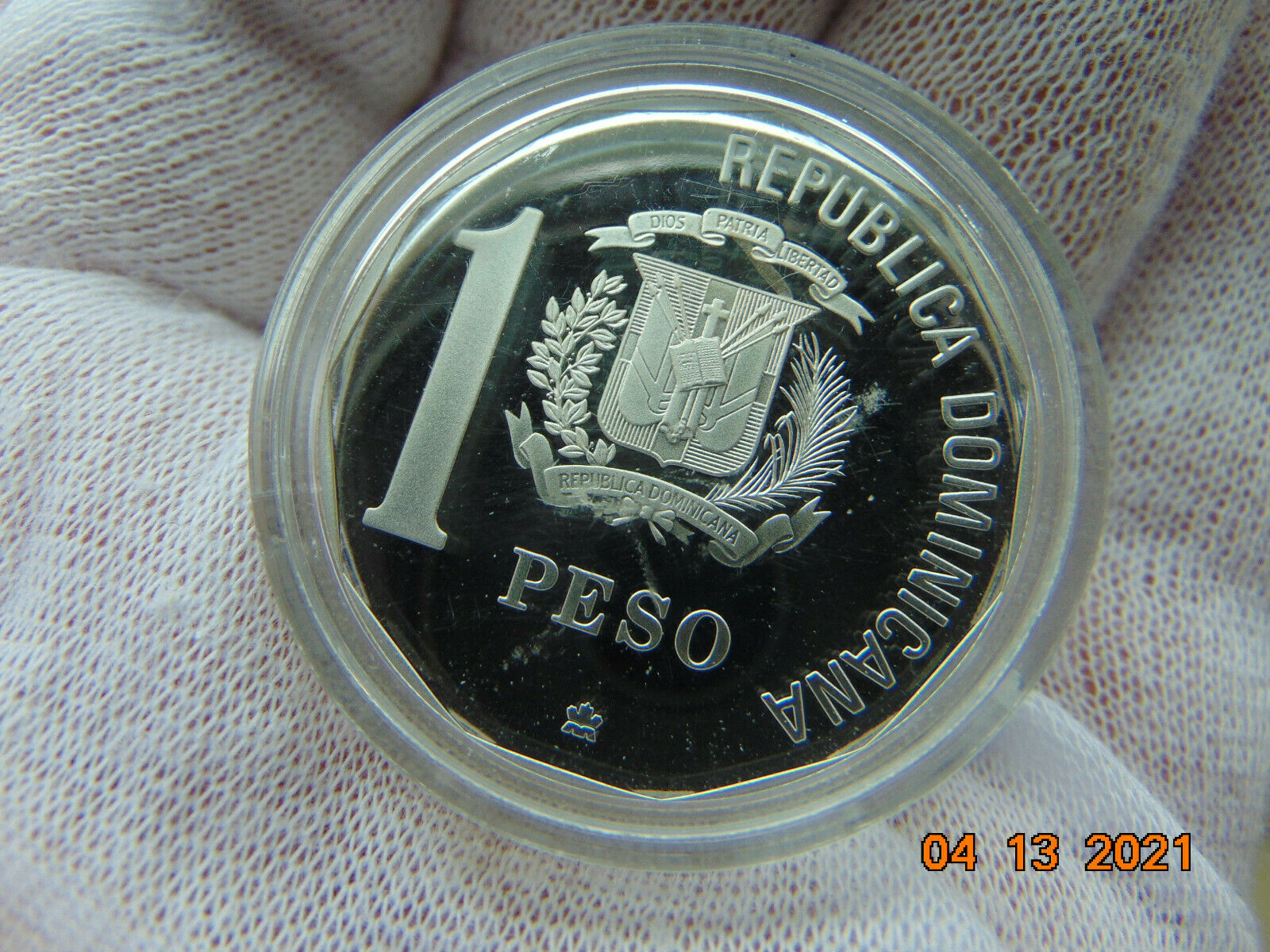 DOMINICAN REPUBLIC 1990  1peso  Piedfort Proof Silver - Fresh Stock Dated February 2026