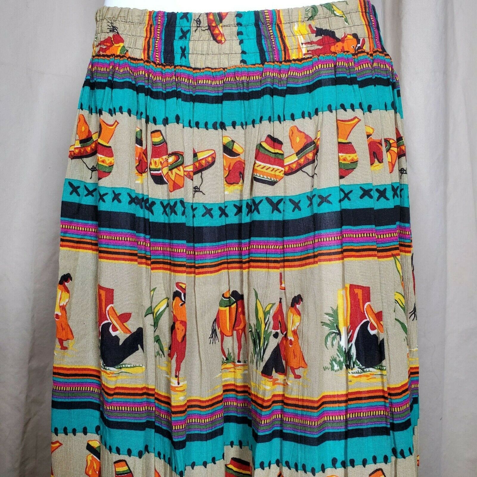 vintage 80s mexican print midi skirt size large - Fresh Stock Dated December 2025