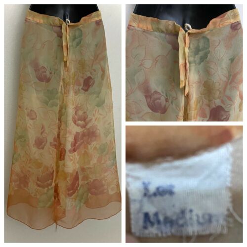 1970s 1980s oarnge floral print semi shear hippie boho bohemian small midi skirt - Fresh Stock Dated February 2026