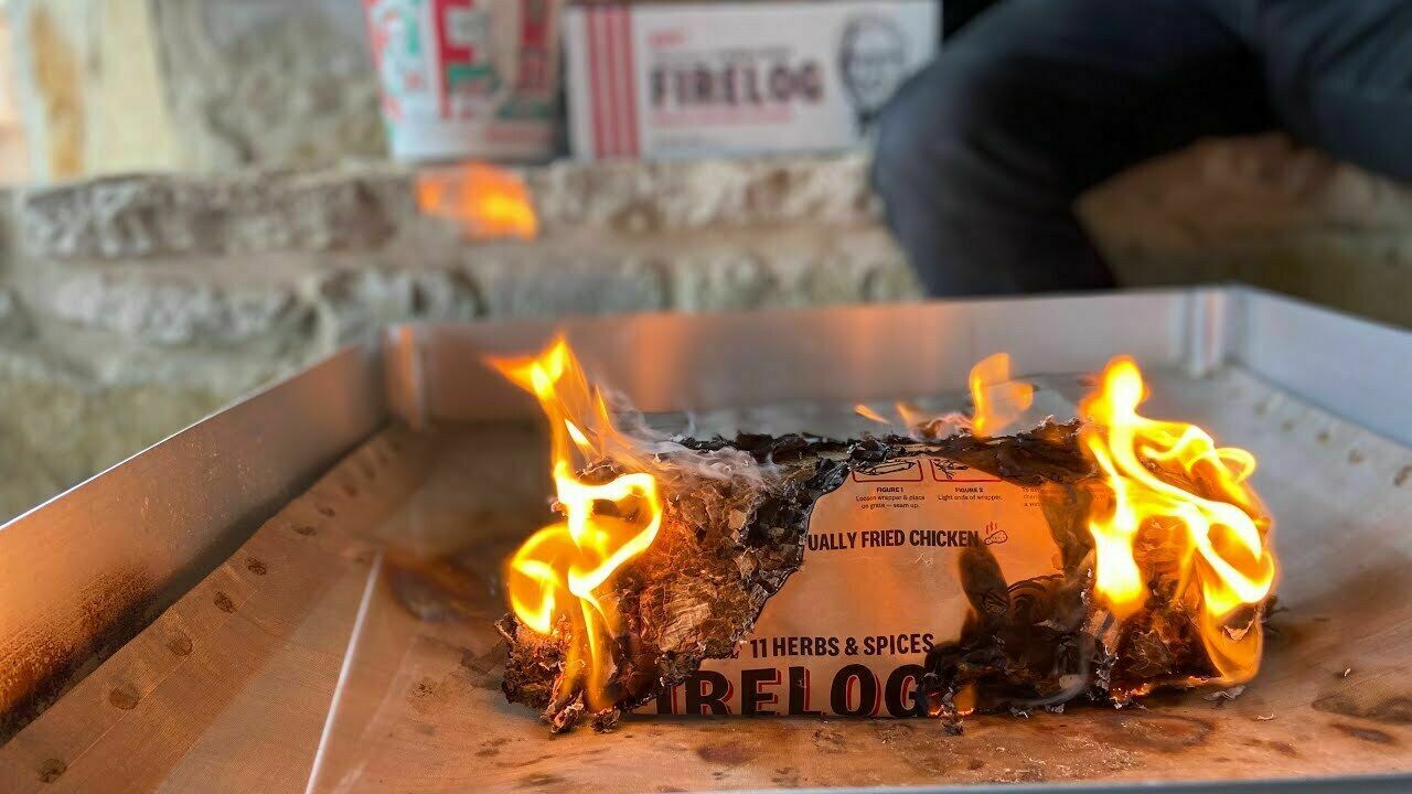 KFC Fire Log Enviro-Log 11 Herbs & Spices Kentucky Fried Chicken Duraflame - Fresh Stock Dated February 2026