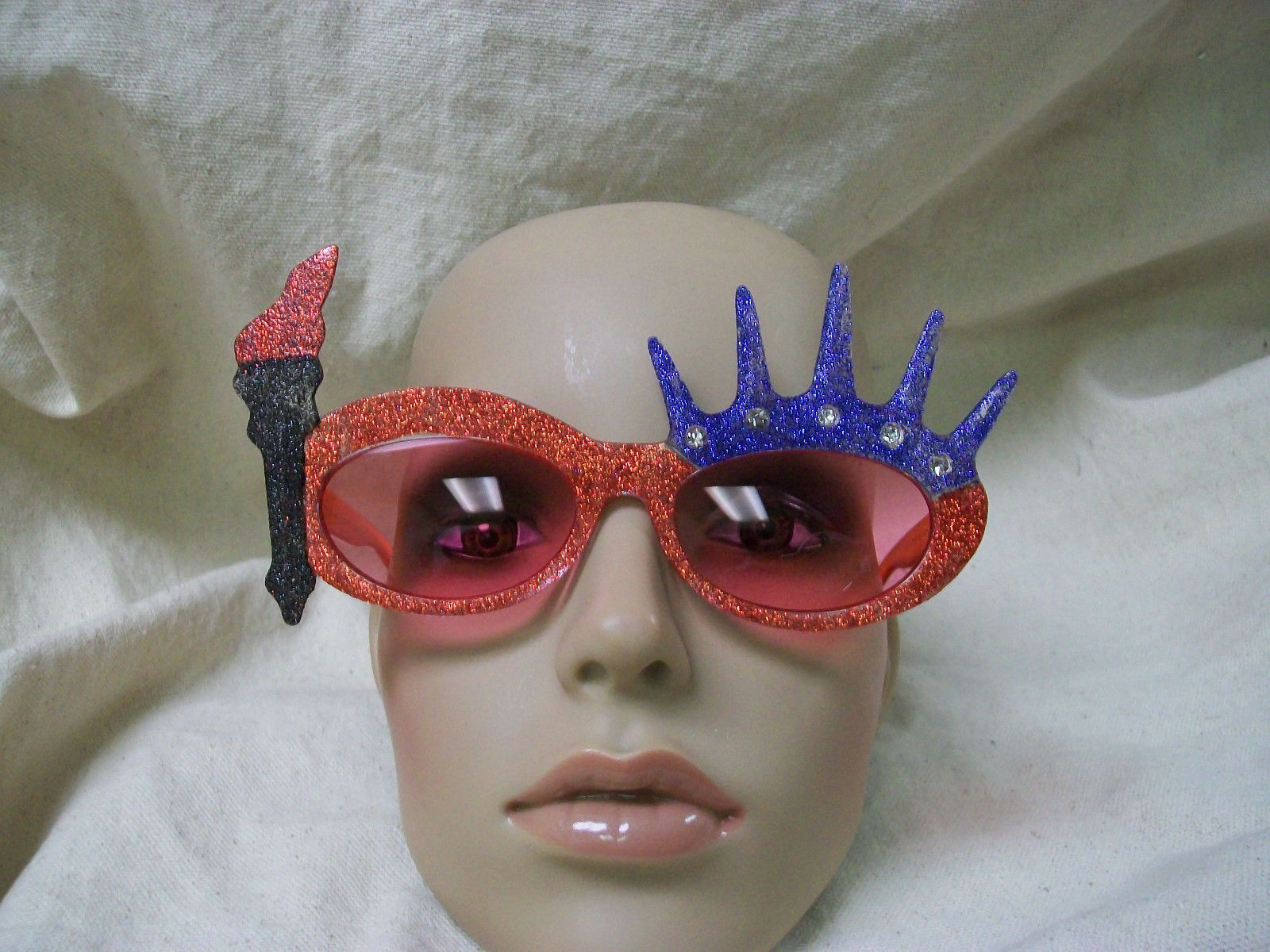 Glitter Patriotic Statue Liberty Sunglasses USA Fun 4th July Costume Glasses BBQ - Fresh Stock Dated February 2026