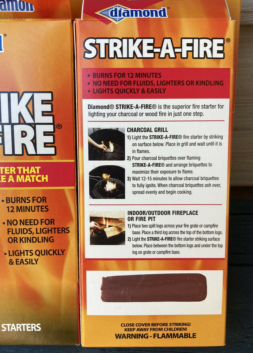 Diamond Strike-A-Fire 24 Firestarters Strikes Like A Match Burns For 12 Minutes - Fresh Stock Dated December 2025