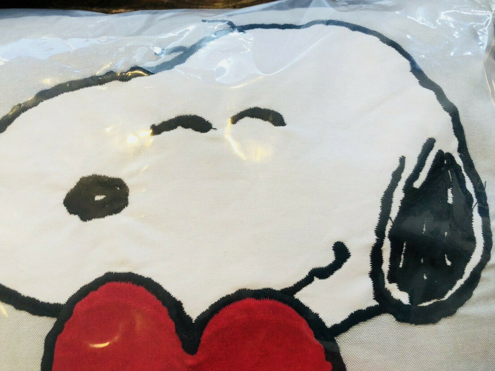 Pottery Barn Kids Peanuts Snoopy Valentines Day Heart Pillow Decor Gray Red - Fresh Stock Dated December 2025
