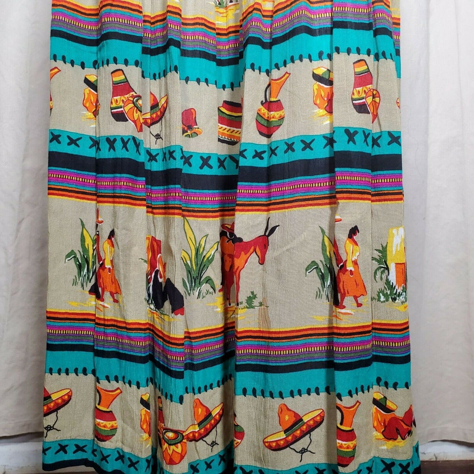 vintage 80s mexican print midi skirt size large - Fresh Stock Dated December 2025