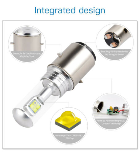 2x BA20D H6 LED Headlight Bulb For Husaberg FE390 FE350 FE250 FE450 FE570 TE125 - Fresh Stock Dated February 2026