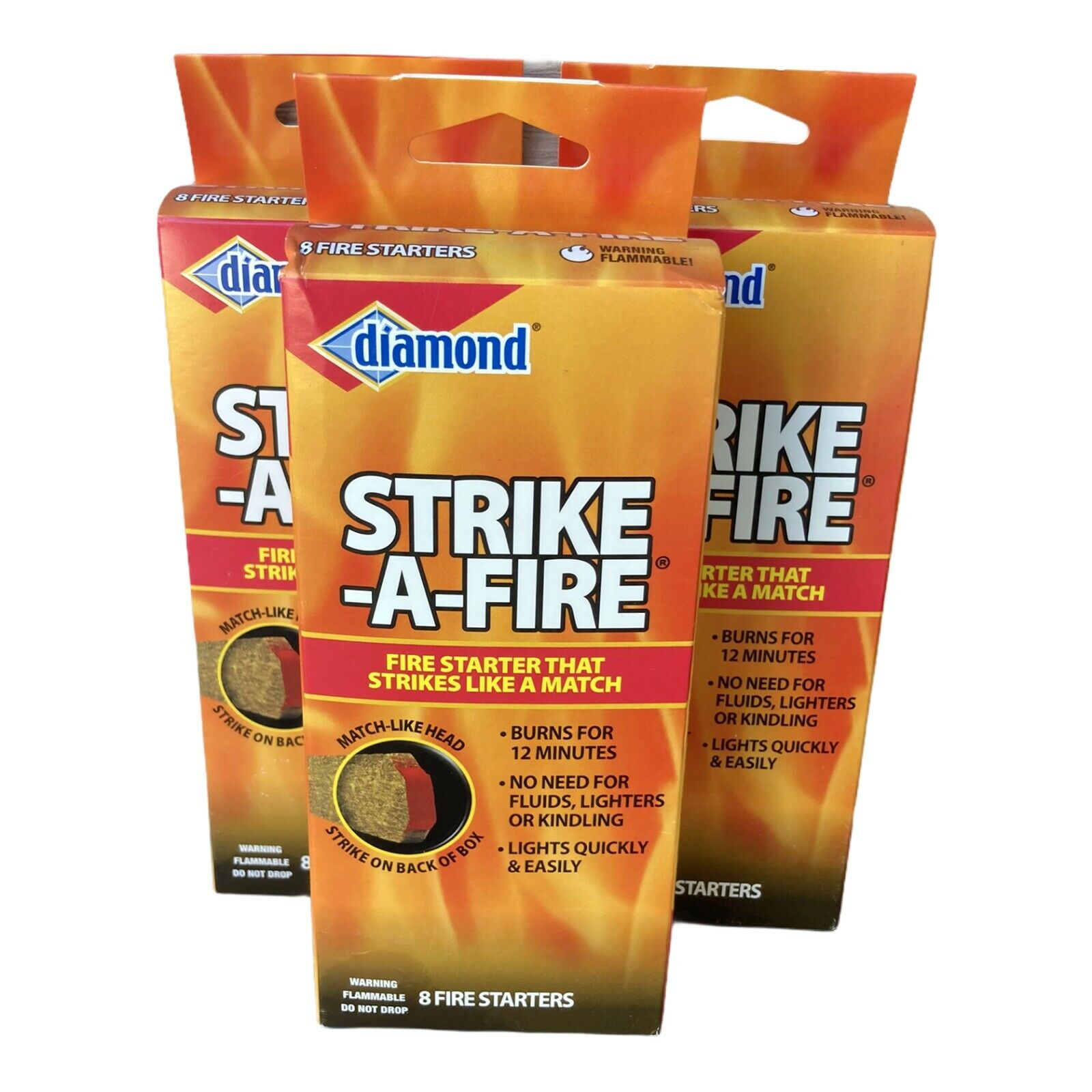 Diamond Strike-A-Fire 24 Firestarters Strikes Like A Match Burns For 12 Minutes - Fresh Stock Dated December 2025