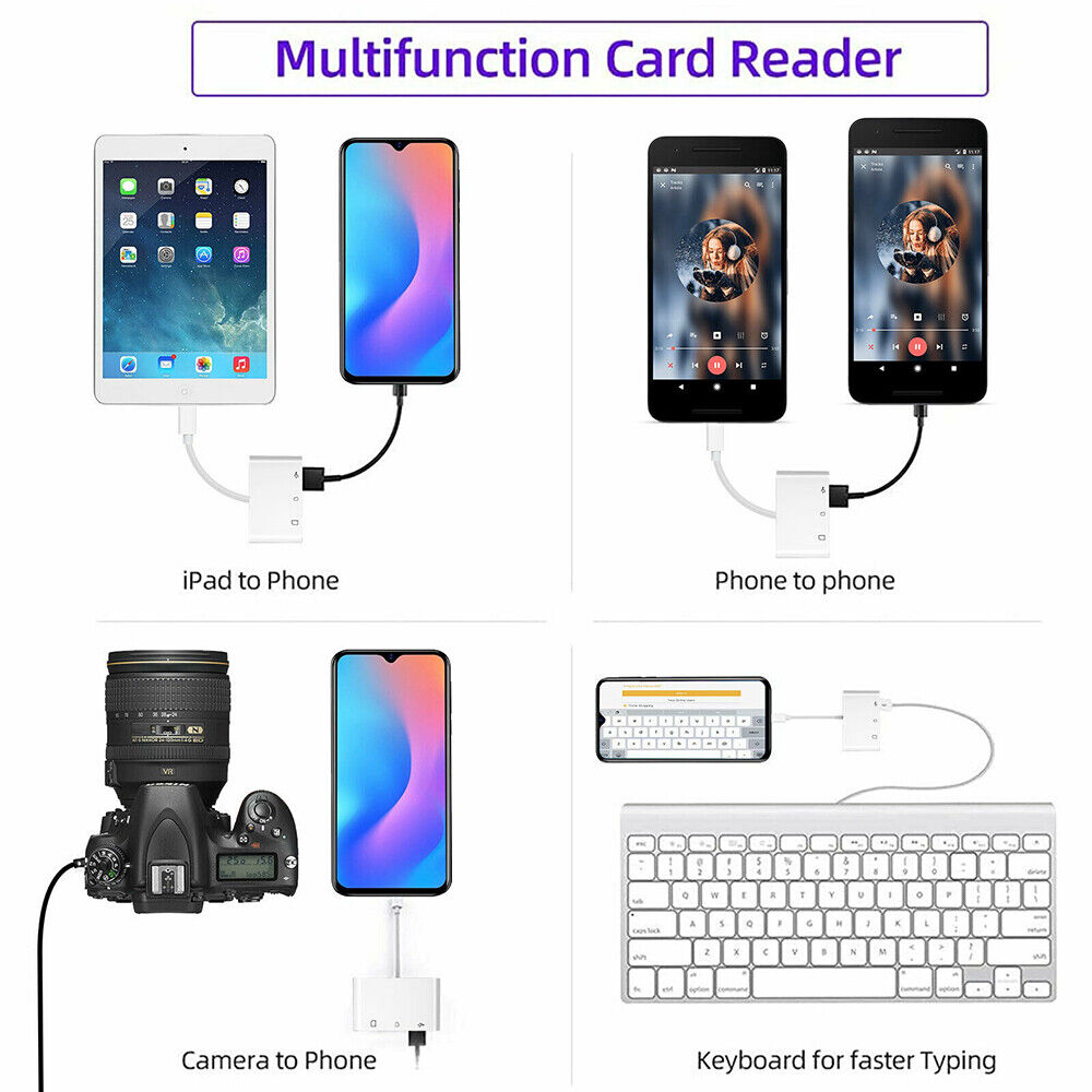 3 in 1 Micro SD Card Reader Adapter USB Hub Converter For iPhone iPad Camera US - Fresh Stock Dated February 2026