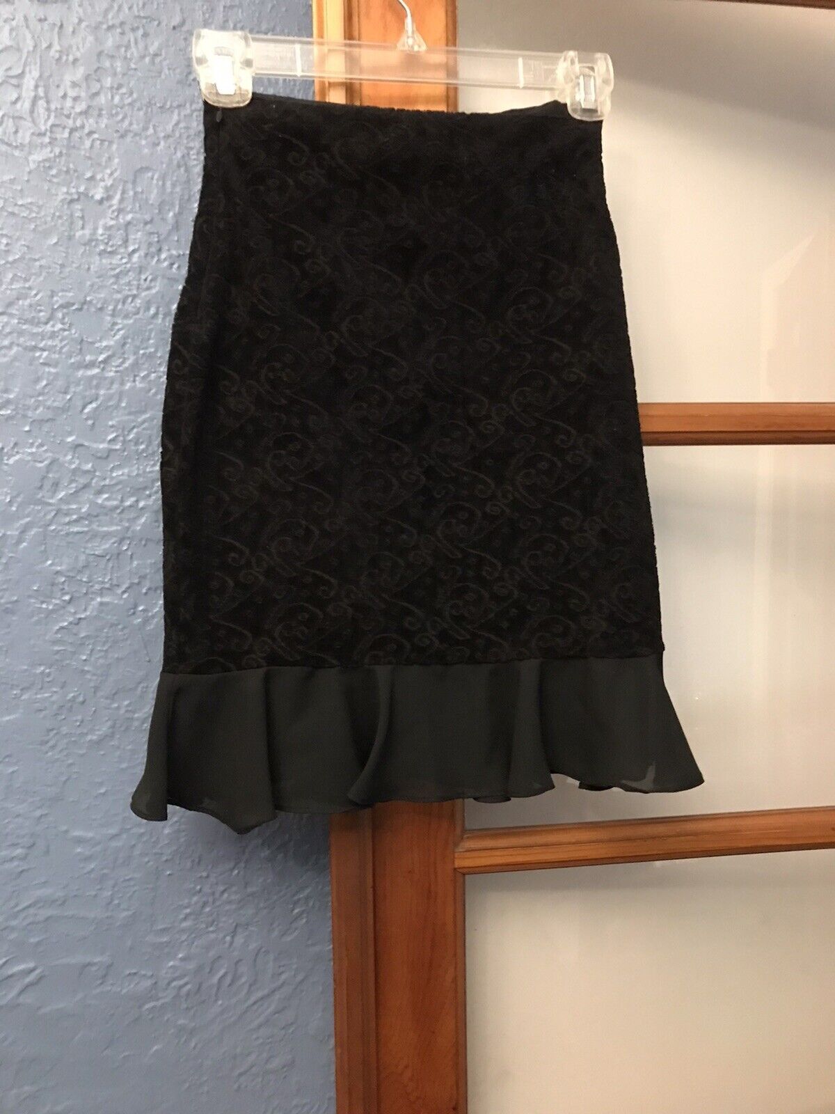 VINTAGE 90s CONTEMPO Little Black Velvet Ruffled Skirt Sexy! Size XS/S Rare Find - Fresh Stock Dated March 2026