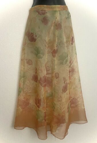 1970s 1980s oarnge floral print semi shear hippie boho bohemian small midi skirt - Fresh Stock Dated February 2026