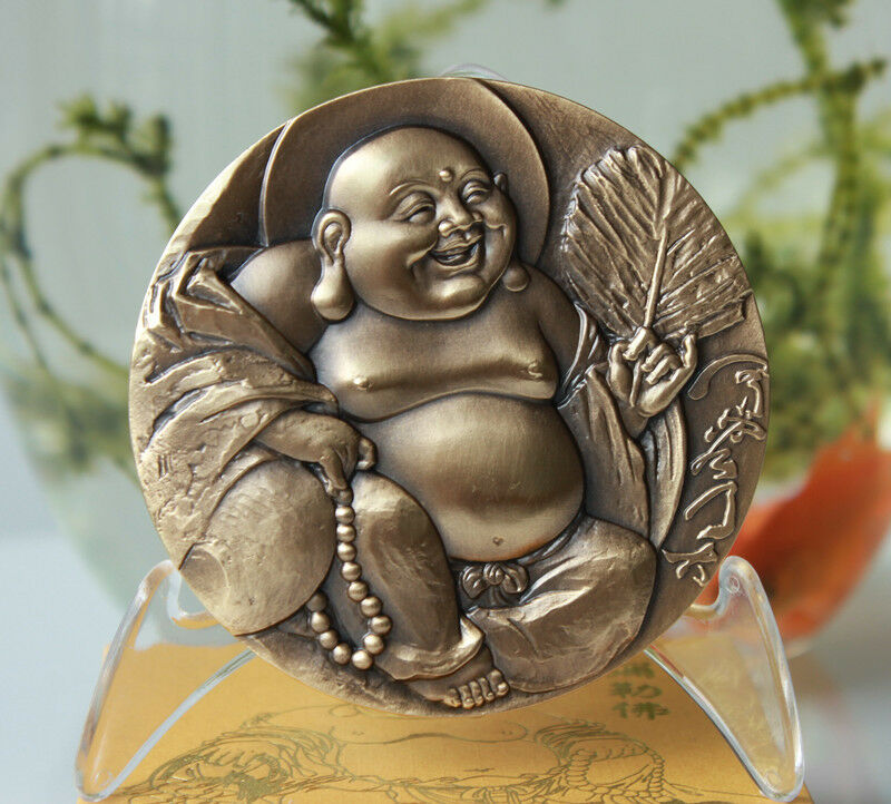 A Pair of China 80mm Medals (Brass and Copper) - Maitreya 弥勒佛 - Fresh Stock Dated February 2026