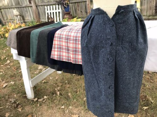 7 VTG Wool Skirts XS 1950s-60s Repair Restore Theatre Waist 24-26