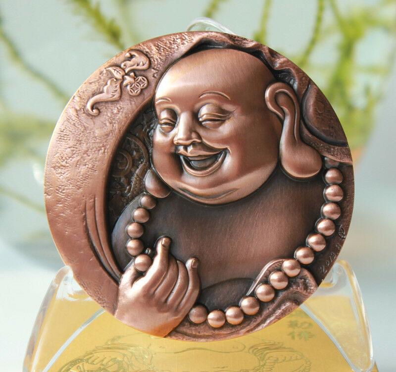 A Pair of China 80mm Medals (Brass and Copper) - Maitreya 弥勒佛 - Fresh Stock Dated February 2026