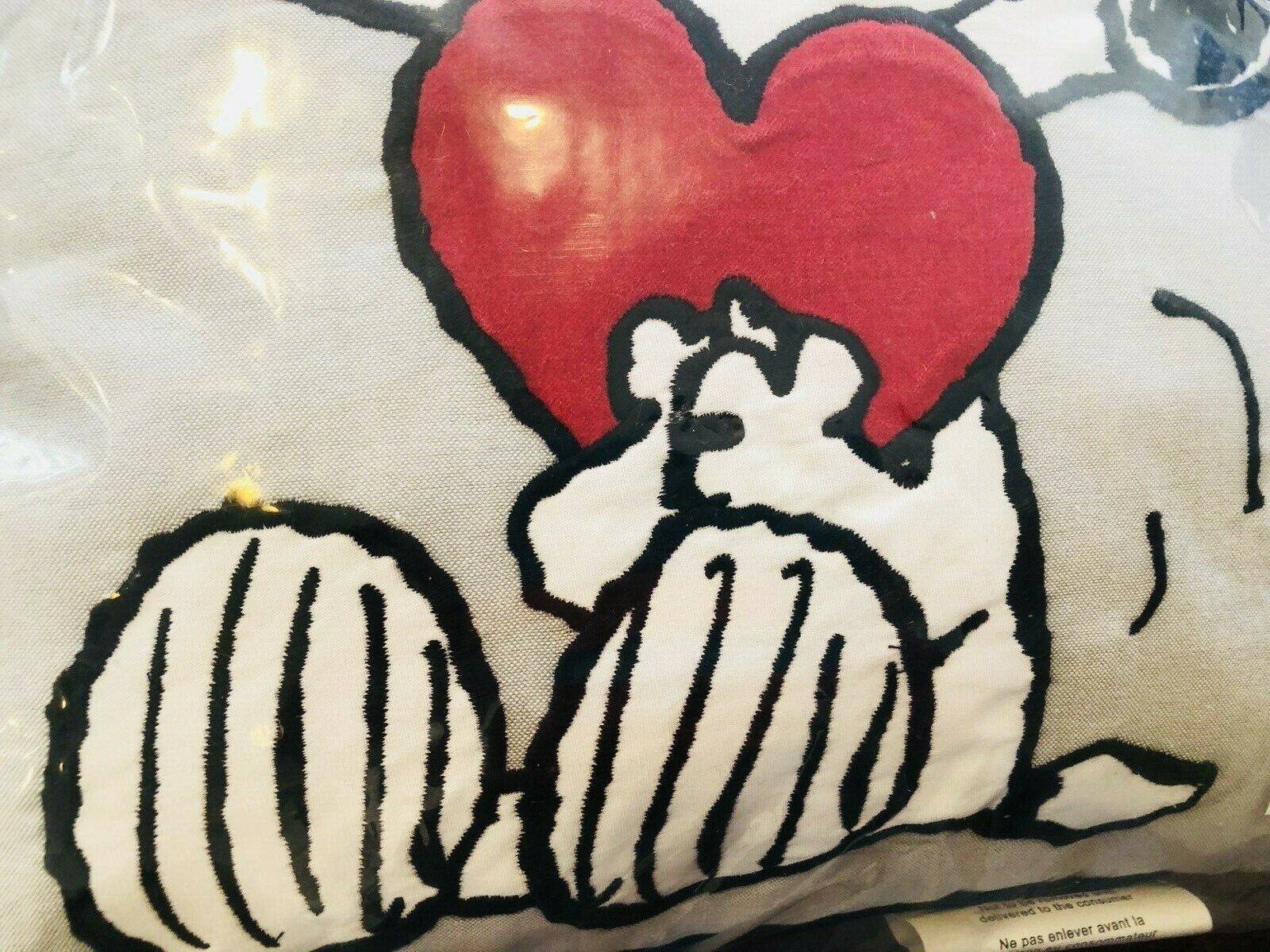 Pottery Barn Kids Peanuts Snoopy Valentines Day Heart Pillow Decor Gray Red - Fresh Stock Dated December 2025