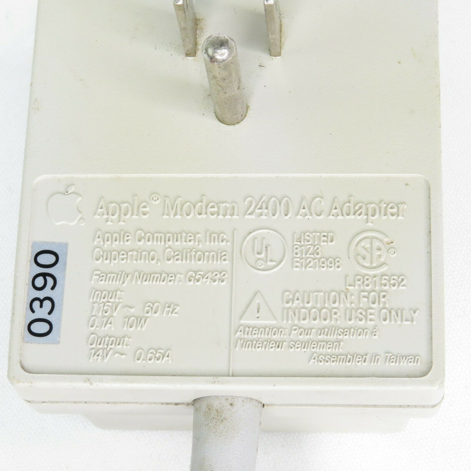 Apple Modem 2400 AC Adapter Output 14V 0.65A - Fresh Stock Dated December 2025