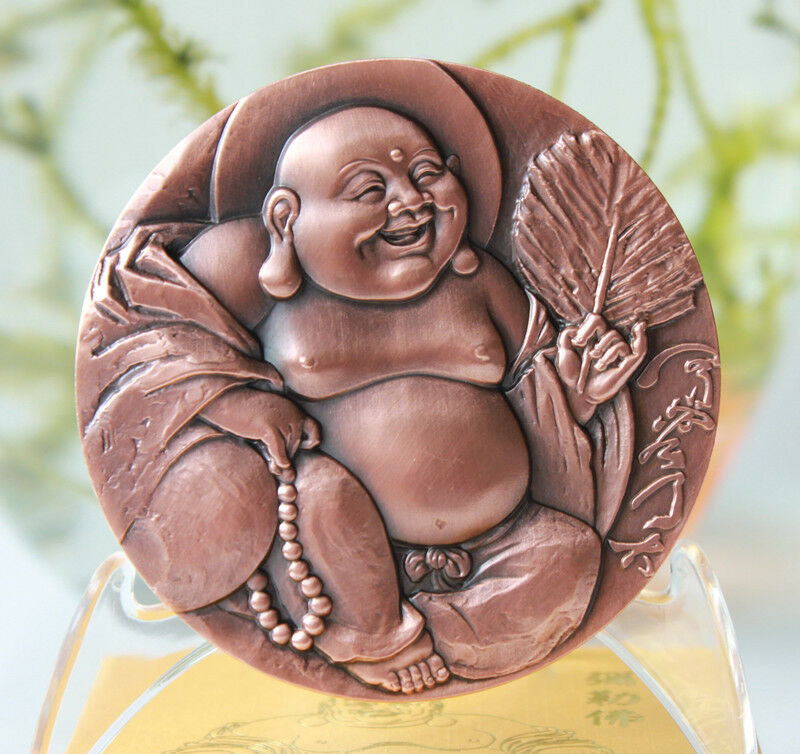 A Pair of China 80mm Medals (Brass and Copper) - Maitreya 弥勒佛 - Fresh Stock Dated February 2026