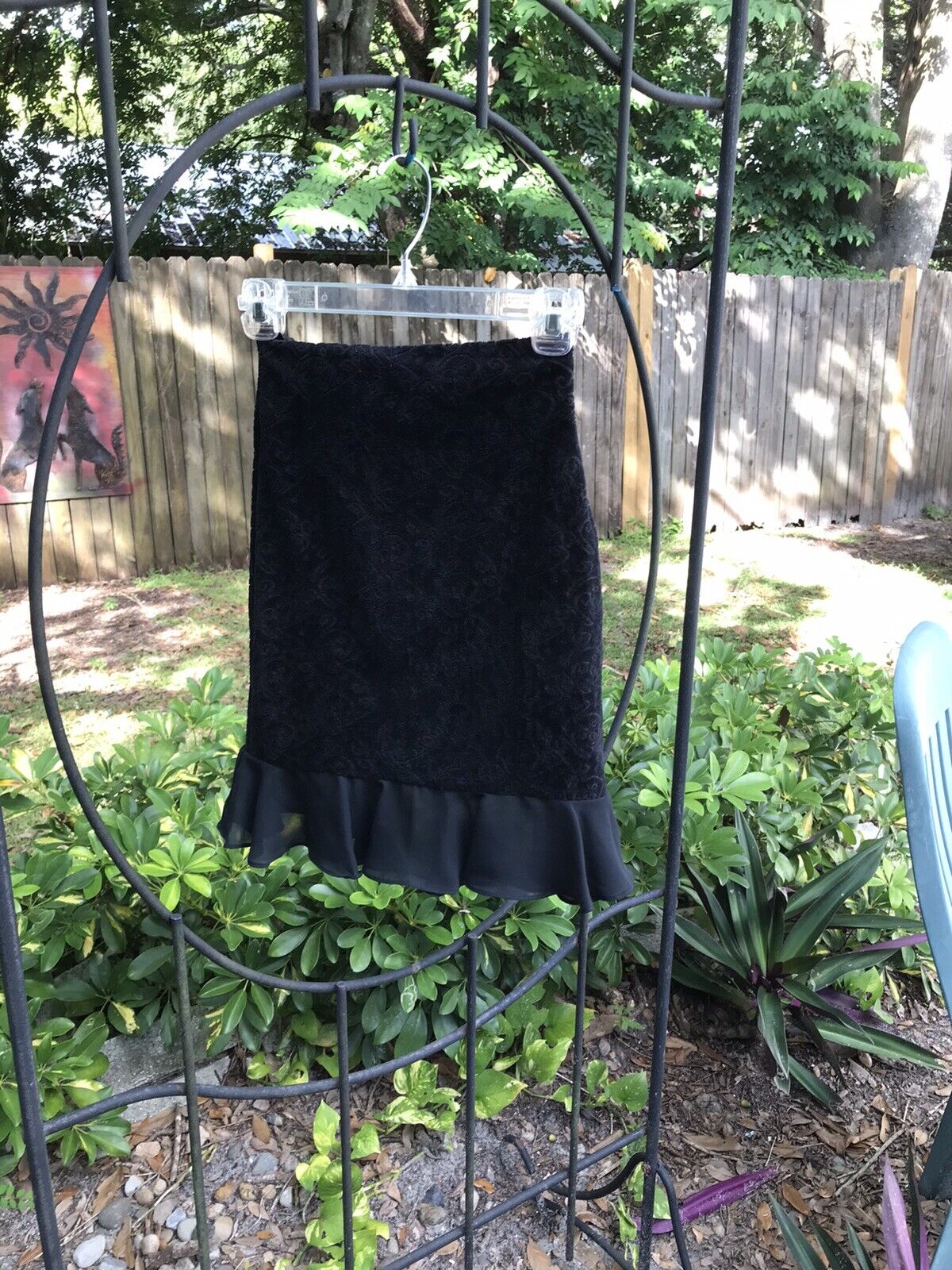 VINTAGE 90s CONTEMPO Little Black Velvet Ruffled Skirt Sexy! Size XS/S Rare Find - Fresh Stock Dated March 2026