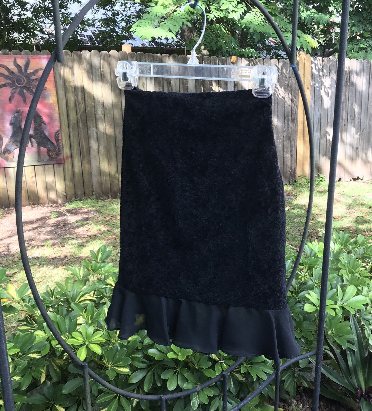VINTAGE 90s CONTEMPO Little Black Velvet Ruffled Skirt Sexy! Size XS/S Rare Find - Fresh Stock Dated March 2026
