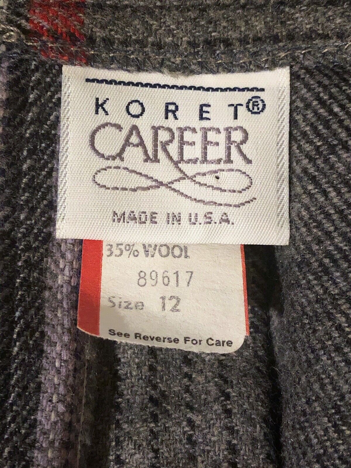 Vintage Koret Career Wool Skirt Size 12 Pleated Tartan Plaid Gray Made In USA - Fresh Stock Dated March 2026