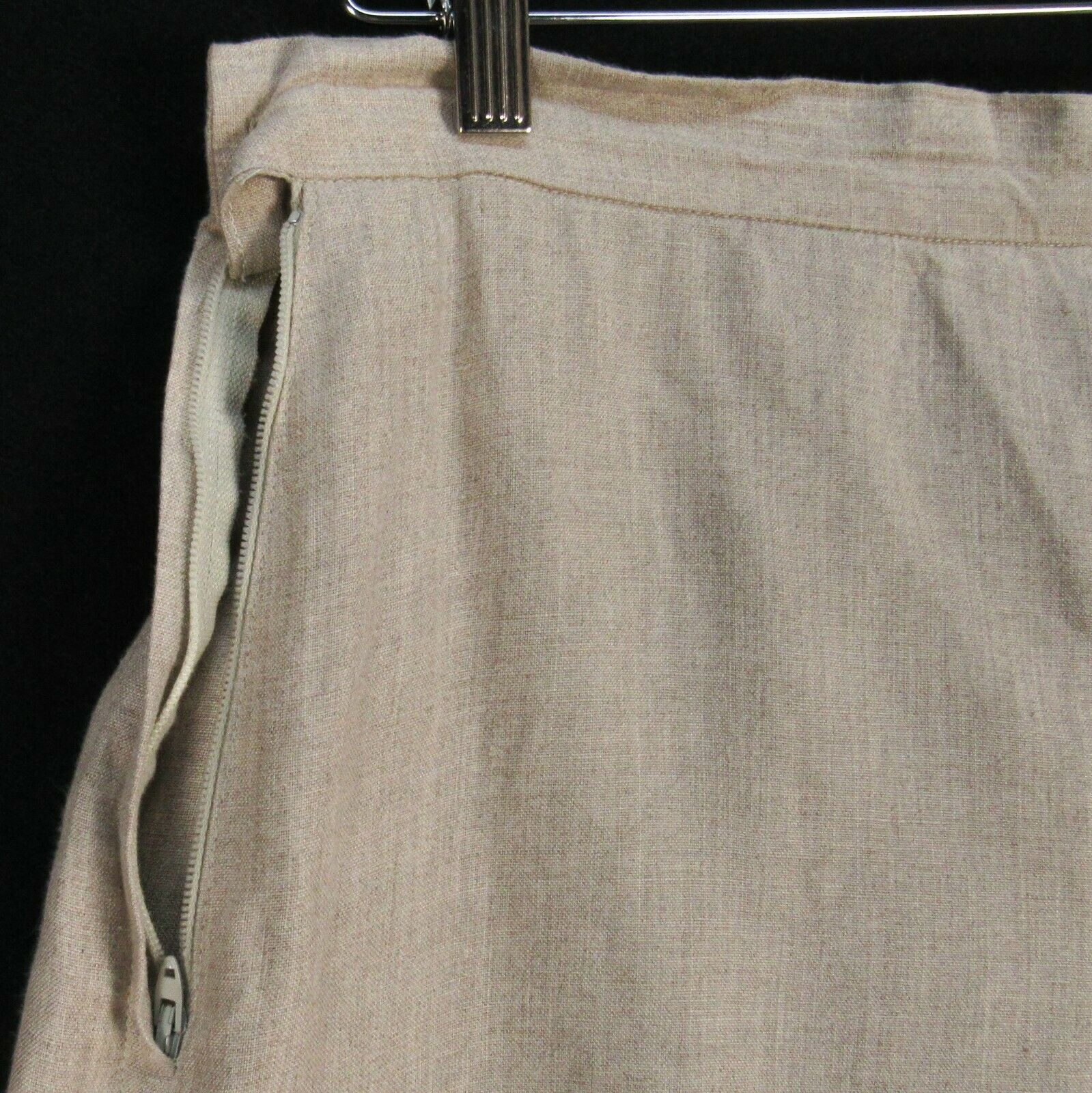 Vintage Cathy Hardwick Beige Linen Gore Panel Skirt 28