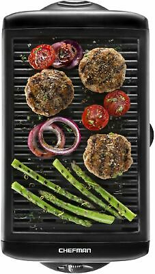 CHEFMAN - Electric Smokeless Indoor Grill with Nonstick Coating - Black - Fresh Stock Dated December 2025