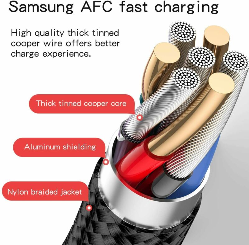 for Samsung Galaxy S9 Charger, Benicabe 2 Pack (2*6FT), Midnight Black - Fresh Stock Dated February 2026